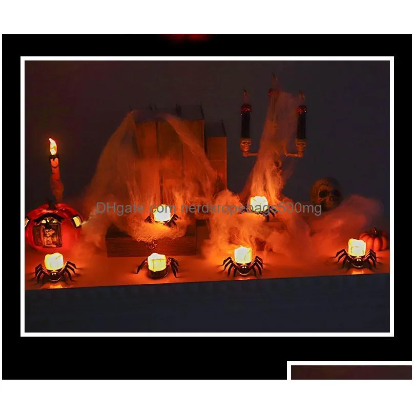 Other Festive & Party Supplies Halloween Spider Candle Lamp Led Luminous Night Light Atmosphere Decoration Prop P109 Drop Delivery Hom Dhvam