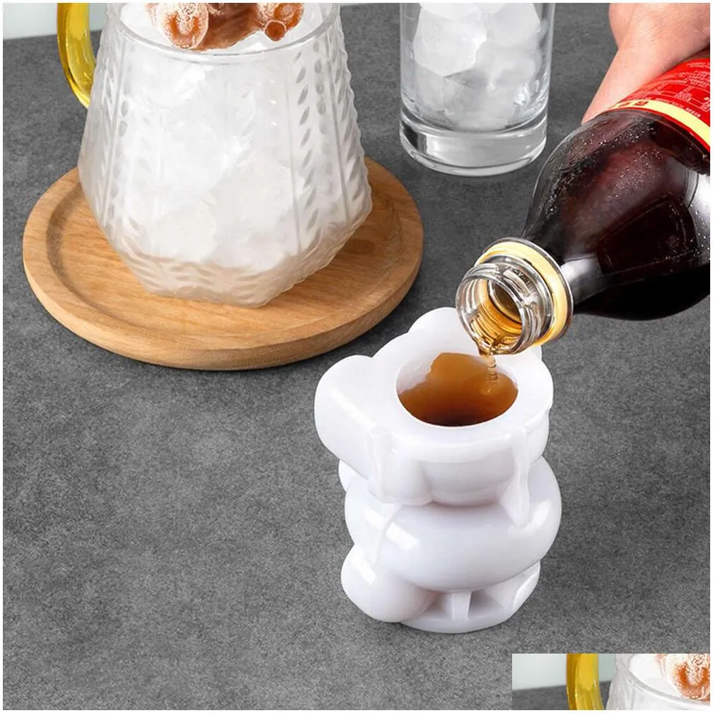 Ice Cream Tools New Ice Cream Tools Food Grade Sile Cube Maker Bear Chocolate Cake Mod Tray Diy Bar Coffee Whiskey Moldes Drop Deliver Dhck7