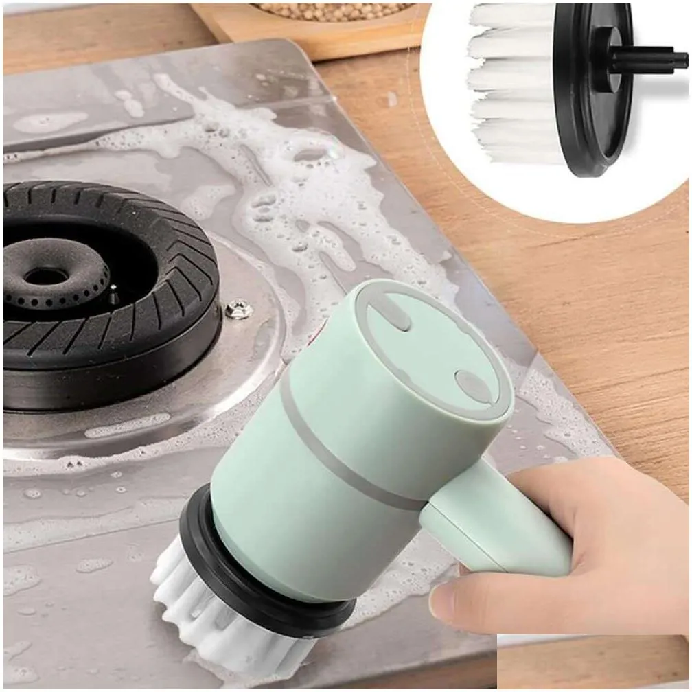 Cleaning Brushes New Electric Spin Scrubber Cleaning Brush Mtifunctional Household Wire Kitchen Toilet Bowl And Shoe Handheld Lightwei Dhafm