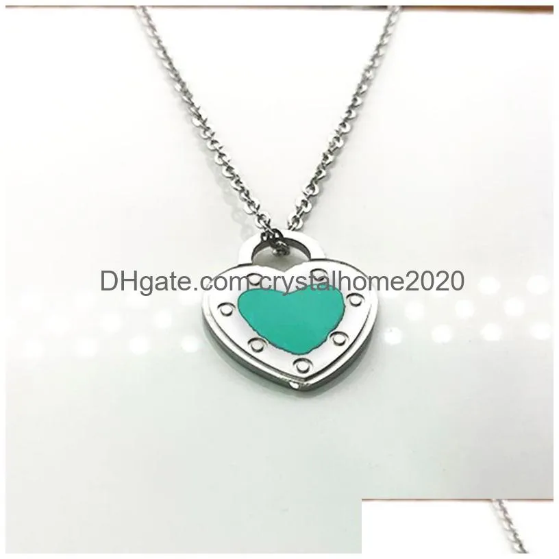 19mm necklace womens couple stainless steel epoxy heart pendant blue pink green red jewelry on the neck valentine day gift accessories