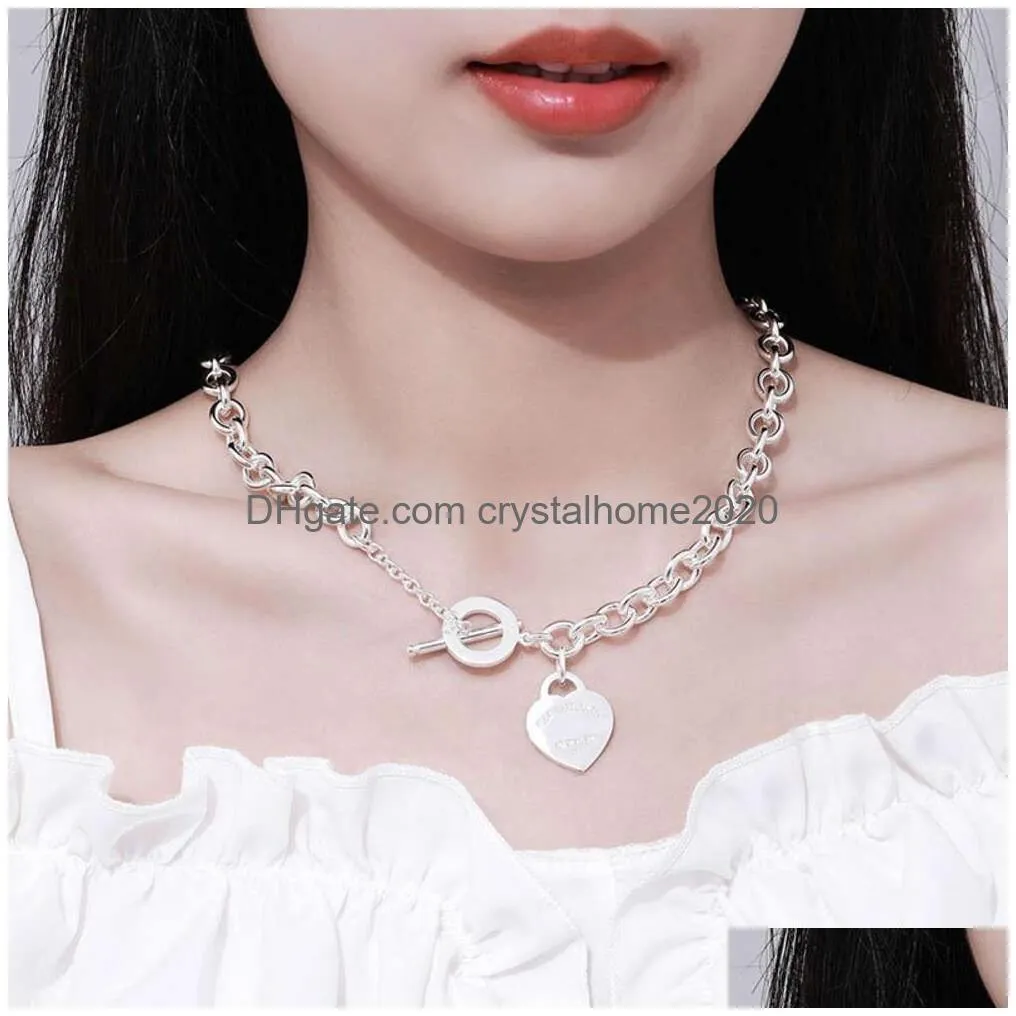 Anynecklace T Necklace Womens Chain Fashion Jewelry Heart-Shaped Pendant Drop Delivery Dh2H7