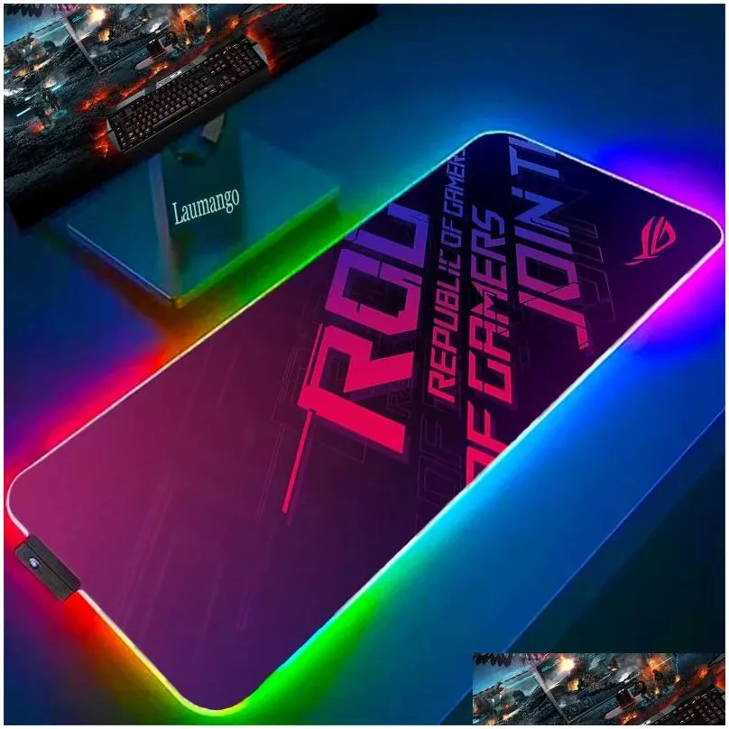 pads asus rog rgb mousepad xxl gaming accessories large led mouse pad luminous keyboard desk protector pc gamer with wire backlit mat