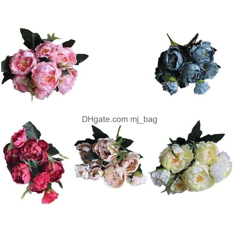 Decorative Flowers & Wreaths Decorative Flowers Wreaths Heads/Bouquet Mariage Christmas Simation Real Touch Artificial Peony Flower Va Dh93G