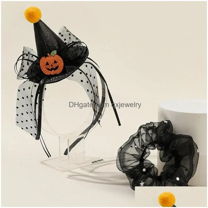 Hair Clips & Barrettes Hair Clips Headband Halloween Pumpkin Tle Tie Mini Cone Hat Glitter Hoop Dropship Drop Delivery Jewelry Hairje Dhirx