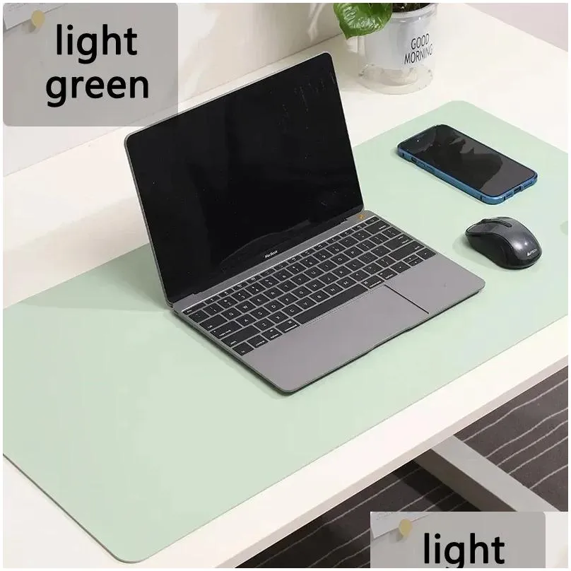 pads grey mousepad portable mouse pad large gaming waterproof nonslip pu leather suede desk mat computer keyboard desk pad mats