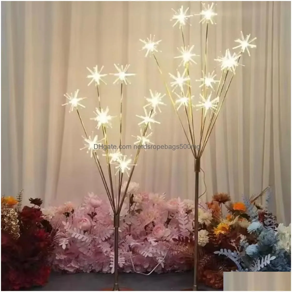 Party Decoration Many -Head Metal Gold Candlestick Ac Powered Led Light Ce For Wedding Sta Decoration Table Centerpiece Walkway Pillar Dheyp