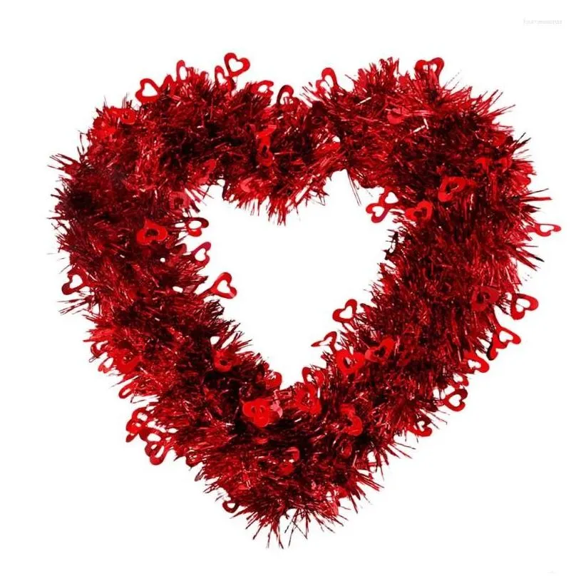 decorative flowers 30cm heart shape door wreath creative heart-shaped garland pet pendants valentine day decoration