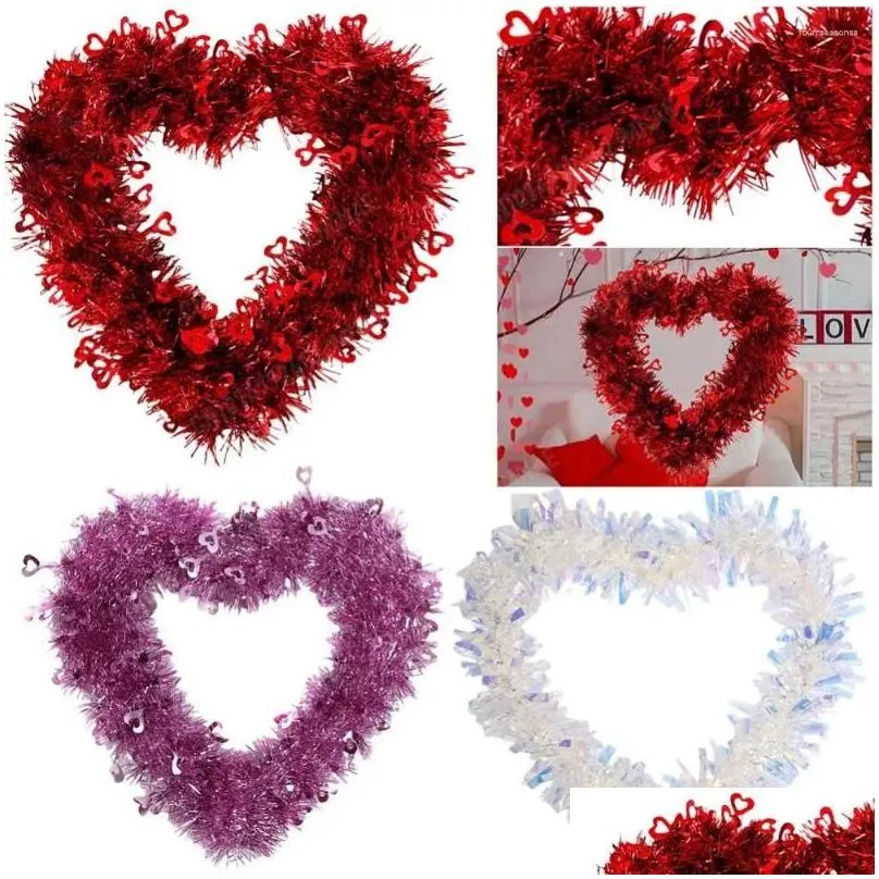 decorative flowers 30cm heart shape door wreath creative heart-shaped garland pet pendants valentine day decoration