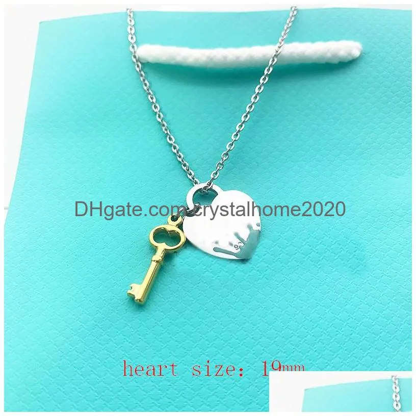 key heart necklace female stainless steel couple big blue pink green pendant jewelry for neck gift for girlfriend accessories