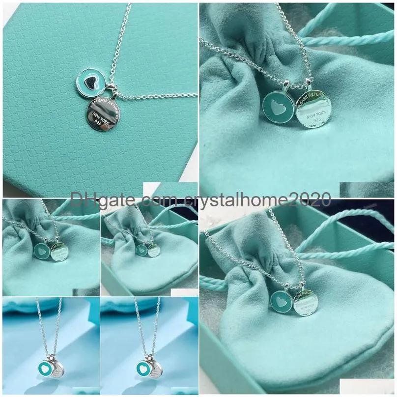 Any S925 Double Circle Heart Necklace Fashionable And Elegant Love Collar Chain Female Drop Delivery Dhyqu