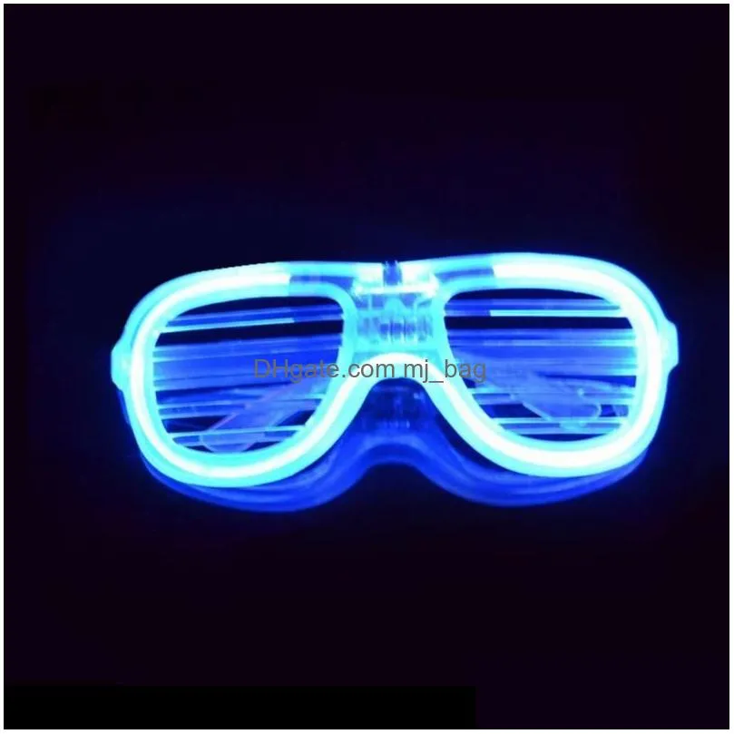 Party Masks Wedding Mask Glasses Entertainment Funny Tricks Toy Led Flashing Shutter Glowing Blind Glass With Battery 1371 Drop Deliv Dhkpa