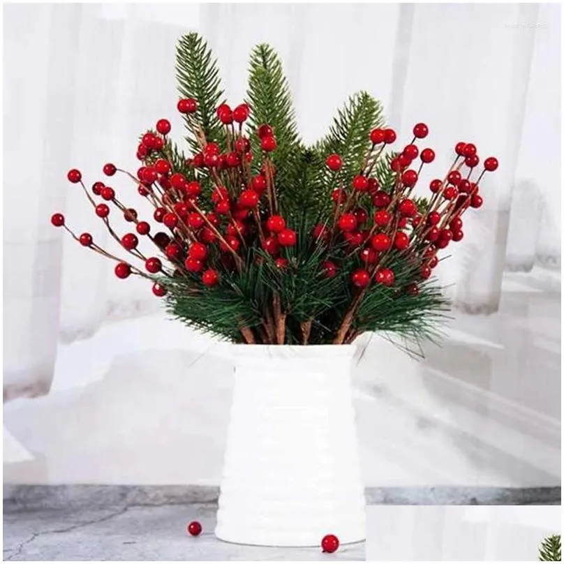 decorative flowers 30pcs artificial pine branches green plants needles diy accessories for garland wreath christmas and home garden