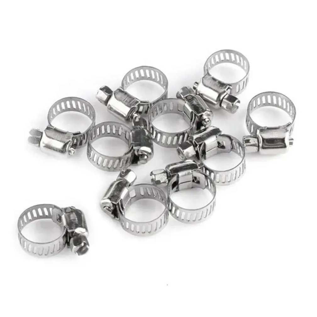 Storage Bags New Storage Bags 10Pcs Adjustable Stainless Steel Screw Band Hose Clamps Car Fuel Pipe Clamp Worm Gear Clip Drop Delivery Dhcui