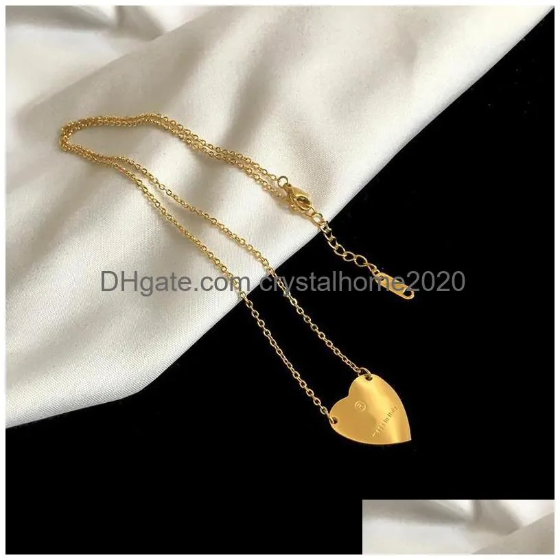 gold heart necklace female stainless steel couple chain pendant jewelry on the neck gifts for girlfriend accessories wholesale