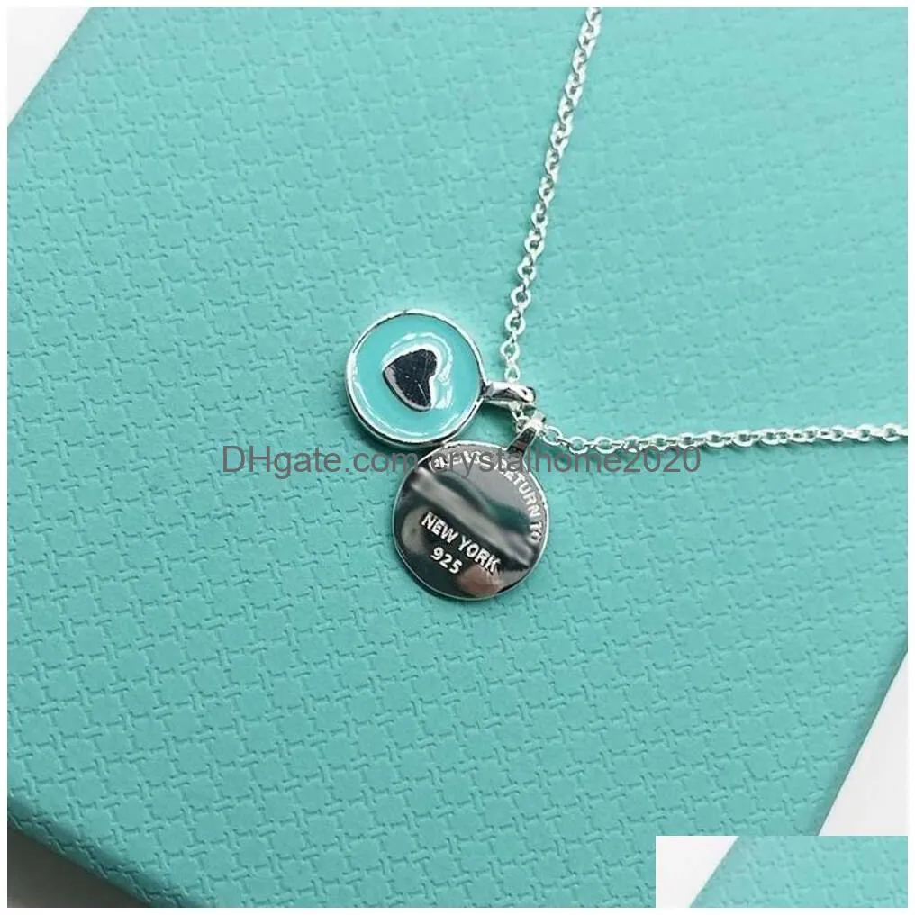 Any S925 Double Circle Heart Necklace Fashionable And Elegant Love Collar Chain Female Drop Delivery Dhyqu