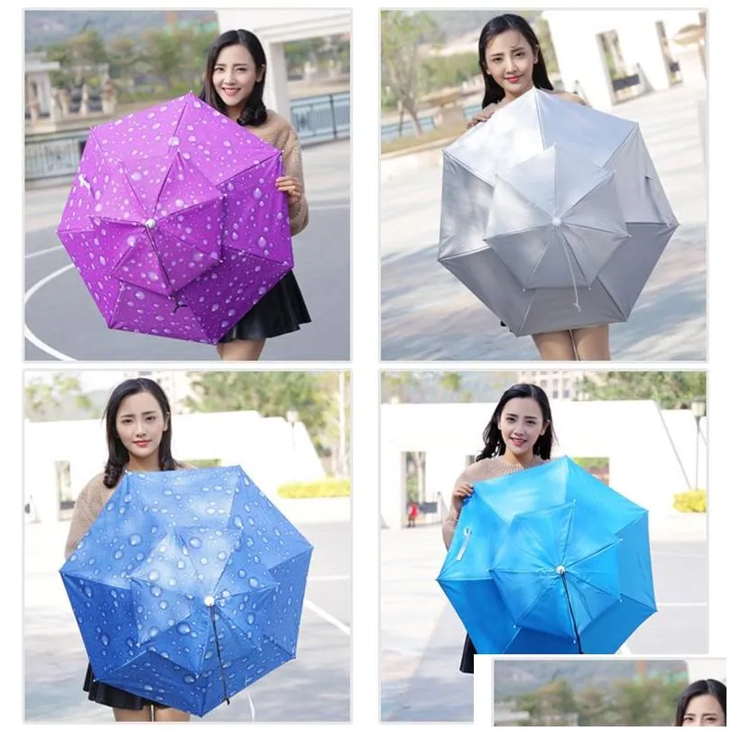 portable sun rain umbrella hat foldable outdoor sunshade waterproof camping fishing golf gardening headwear cap beach head hats hands free umbrellas