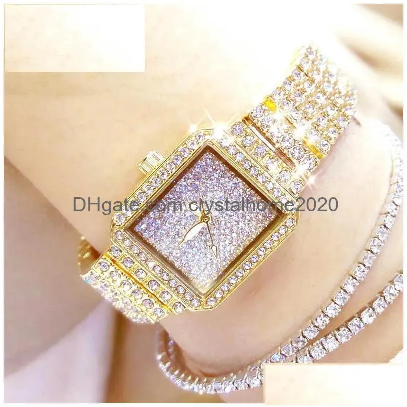 Womens Watches Dome Cameras Montre Femme 2022 Fl Diamond Quartz Women Sier Luxury Brand Crystal Square Female Wristwatch Rhinestone L Dhavd