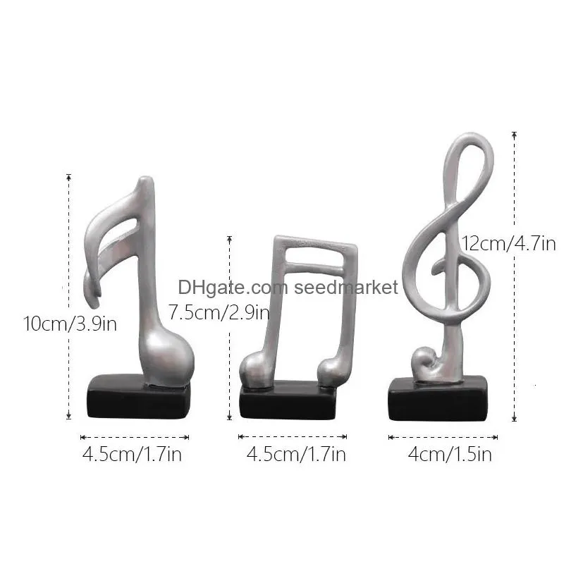 Decorative Objects & Figurines Decorative Objects Figurines 3 Pieces/Set Resin Music Notes Mini Digital Nordic Art Indoor Home Desktop Dhzbm