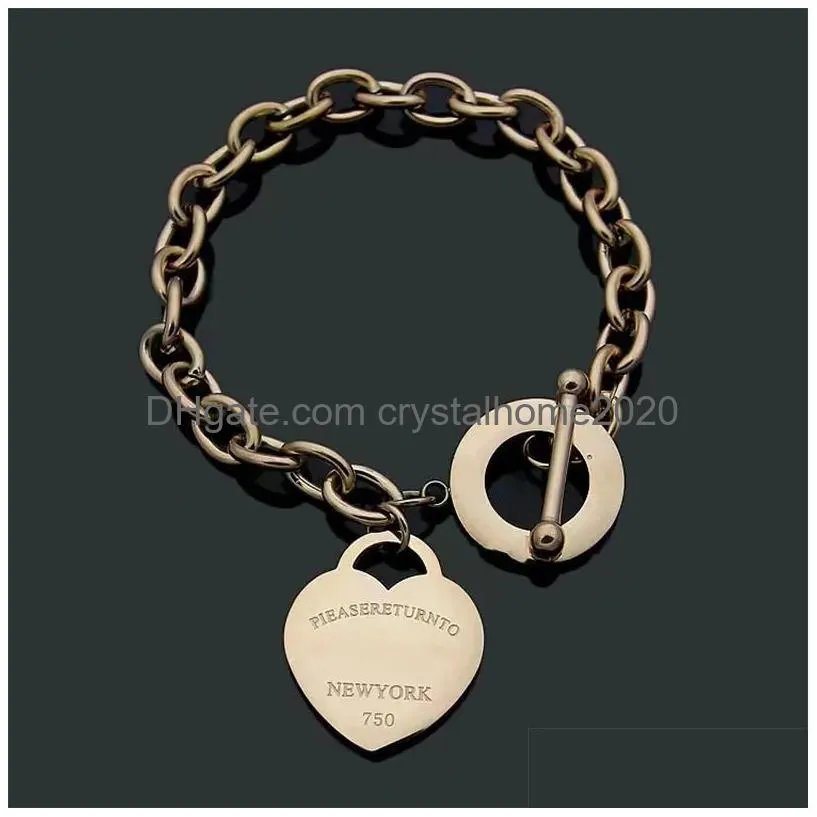 Anynew Brand Ot Clasps Love Charm Bracelet Classic T Letter Designer Couples Chain Fashion Men And Women Jewelry Drop Delivery Dhyes