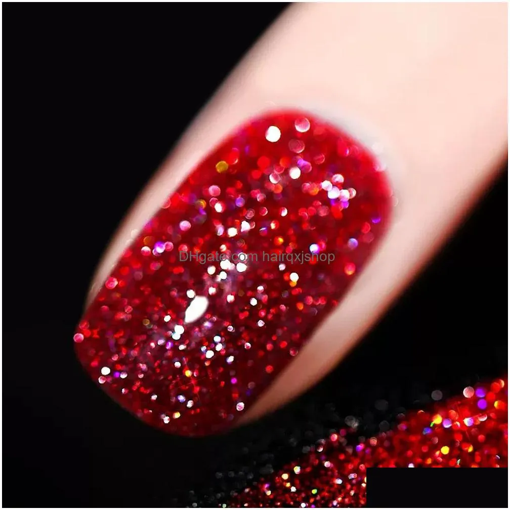 Nail Glitter Bemihart 120G Red Reflective Disco Gel Colorf Broken Diamond Sparkling Semi Permanent Manicure Art Uv 230715 Drop Delive Dhcda