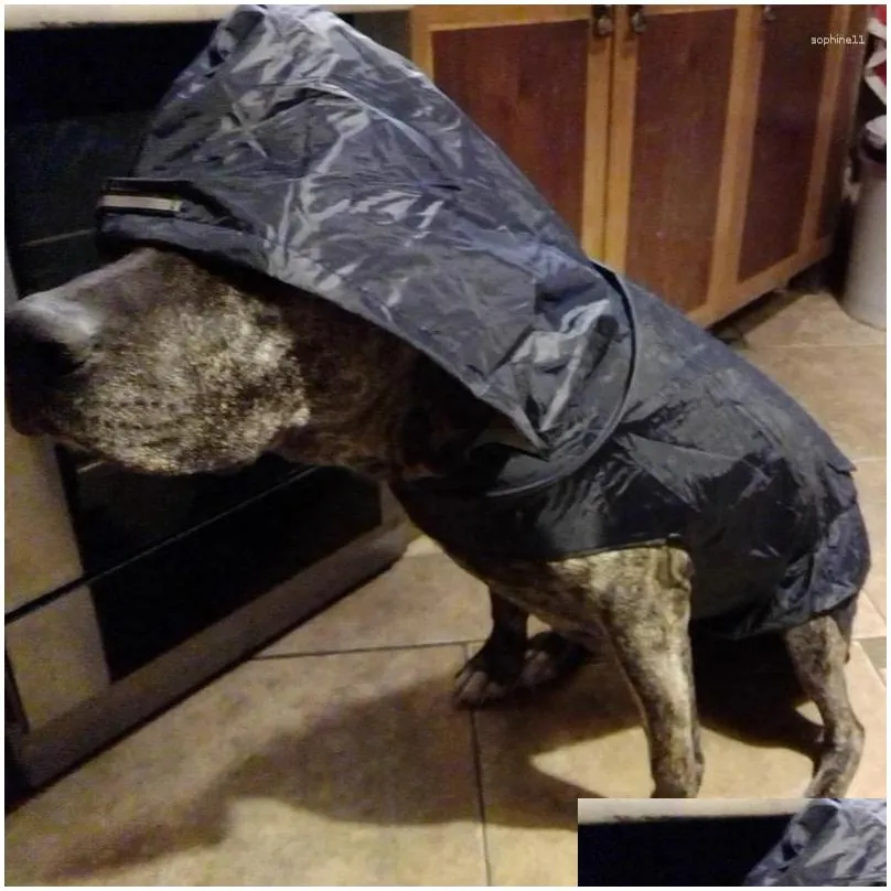 Dog Apparel Raincoat Waterproof Hoodie Jacket Rain Poncho Pet Rainwear Clothes With Reflective Stripe Outdoor Dogs Accessories Drop D Dhpgv