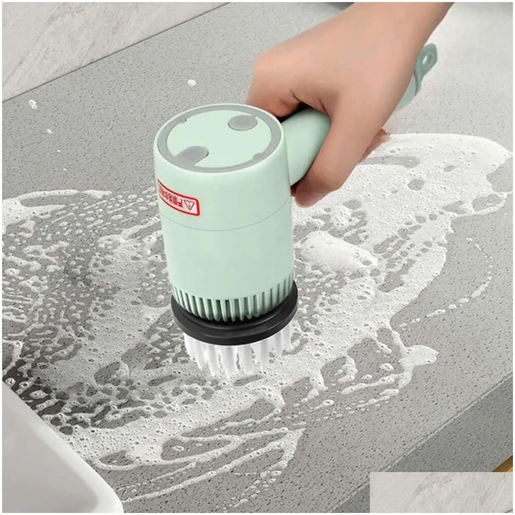 Cleaning Brushes New Electric Spin Scrubber Cleaning Brush Mtifunctional Household Wire Kitchen Toilet Bowl And Shoe Handheld Lightwei Dhafm
