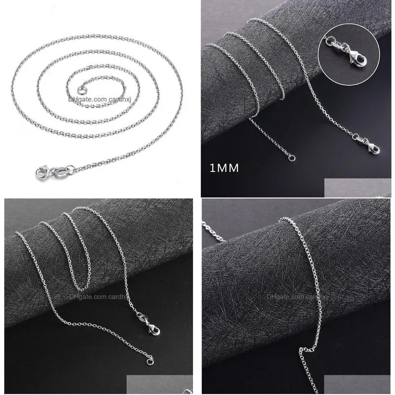 Chains 1Mm 925 Sterling Sier Link Chains Necklaces For Women Pendant Lobster Clasps Rolo Chain Fashion Diy Jewelry Accessories 16 18 2 Dhwxz
