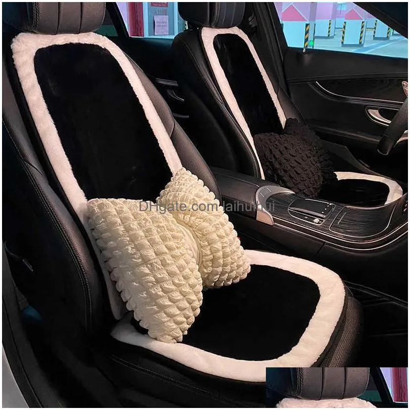  winter soft plush universal car seat cover classic black white color seat mats auto seat cushion keep warm car accessories