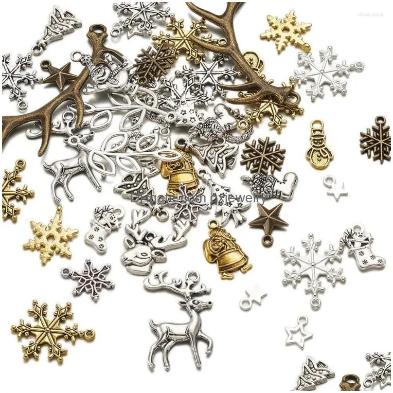 Pendant Necklaces 150Pcs/Set Mixed Christmas Boot Snowman Snowflake Charms Pendants For Jewelry Making Diy Drop Delivery Dhlsq