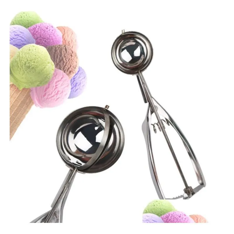 Ice Cream Tools 100Pcs Premium Stainless Steel Ice Cream Tools Baller Ice-Cream Scoop Scoops Fruit Melon Spoon Digging Cookie Dough Sc Dhyuh