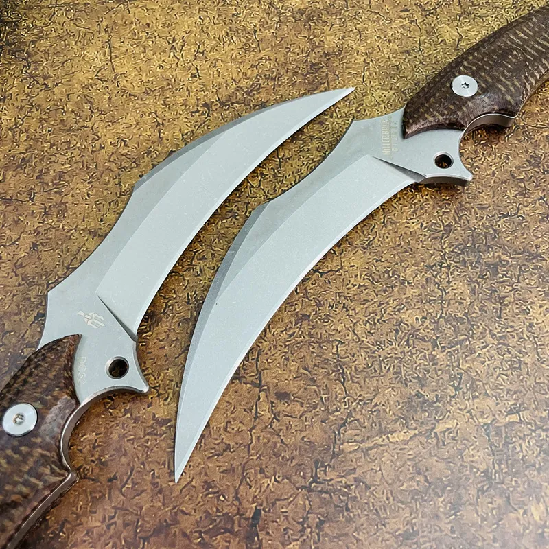 ML High End Karambit Knife DC53 Blade Micarta Handle Outdoor Camping Tactical Fixed Blade Claw Knives