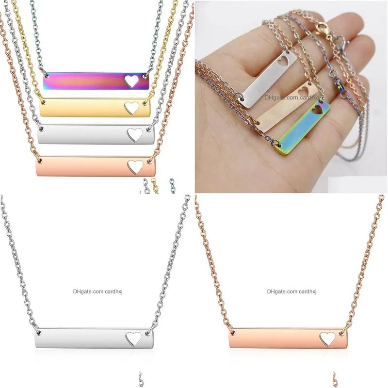 Pendant Necklaces Stainless Steel Bar Pendant Necklace New Fashion Love Heart For Women Mother Daughter Drop Delivery Jewelry Necklace Dhutz