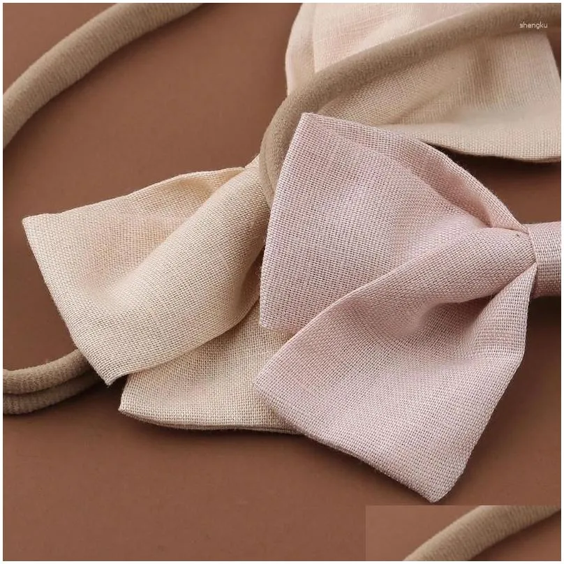 hair accessories born baby elastic headband sweet linen bow knot stretchy band toddler infant kids girls decorative