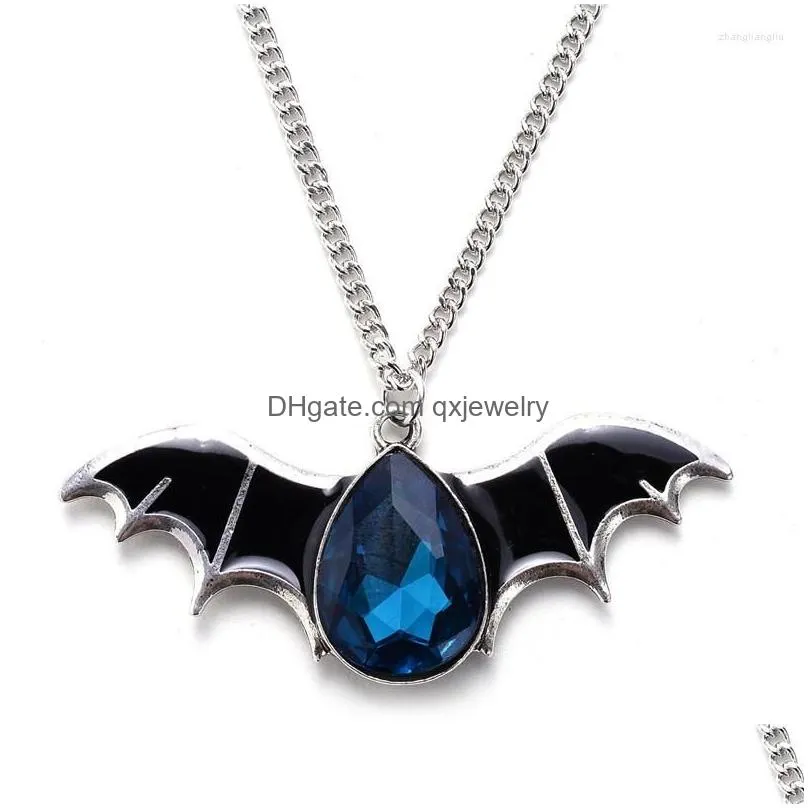 Pendant Necklaces 2023 Fashion Vintage Punk Gothic Bat Chain Necklace For Women Animals Choker Halloween Collar Hip Hop Girls Jewelry Dhro2