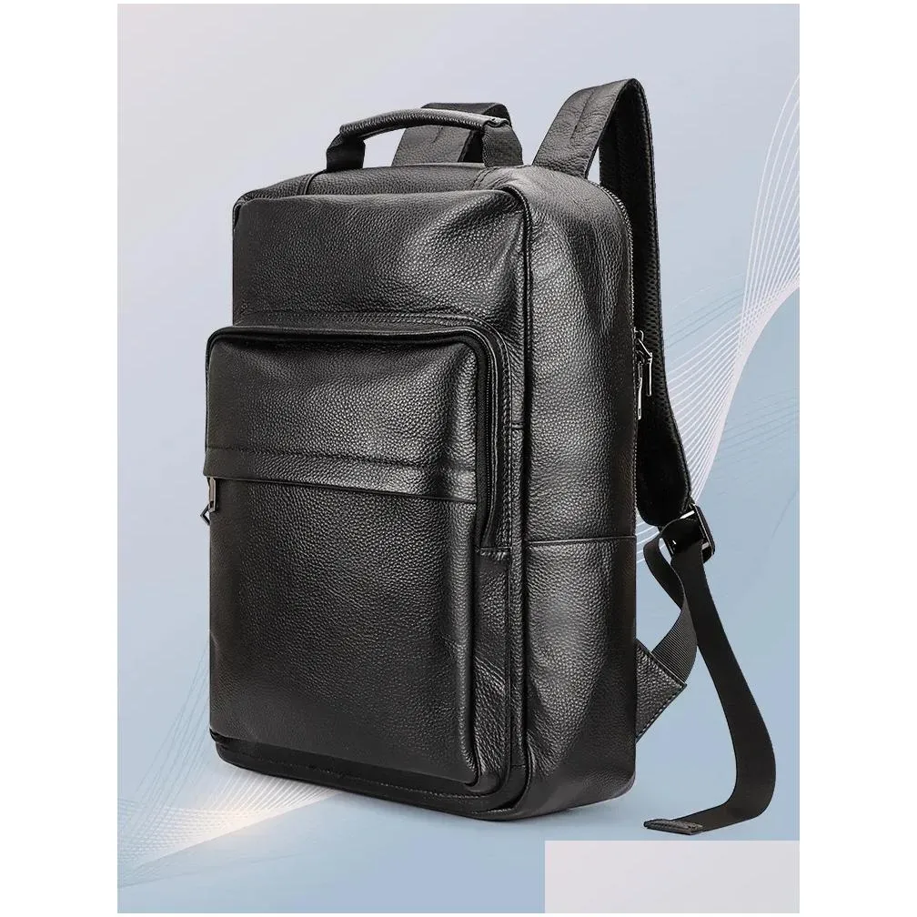 backpack humerpaul men`s luxury fashion business backpack 15.6 inch laptop backpacks genuine leather men`s backpack large capacity bag