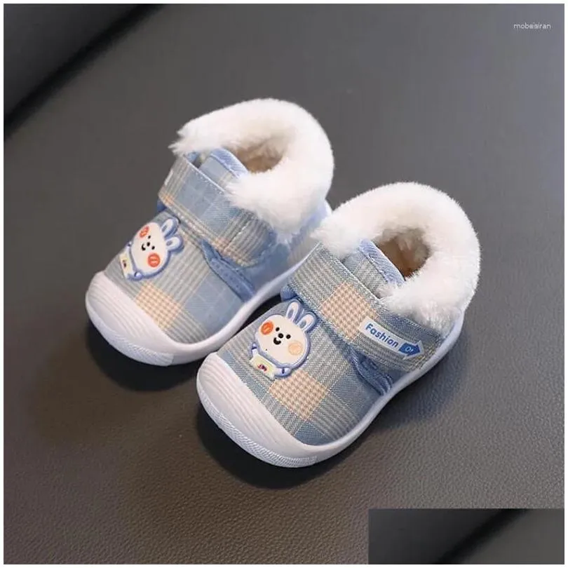first walkers baby kids boots boys / girls cartoon anti-slip anti kicking functional shoe soft sole squeaky sneakers 2024 winter