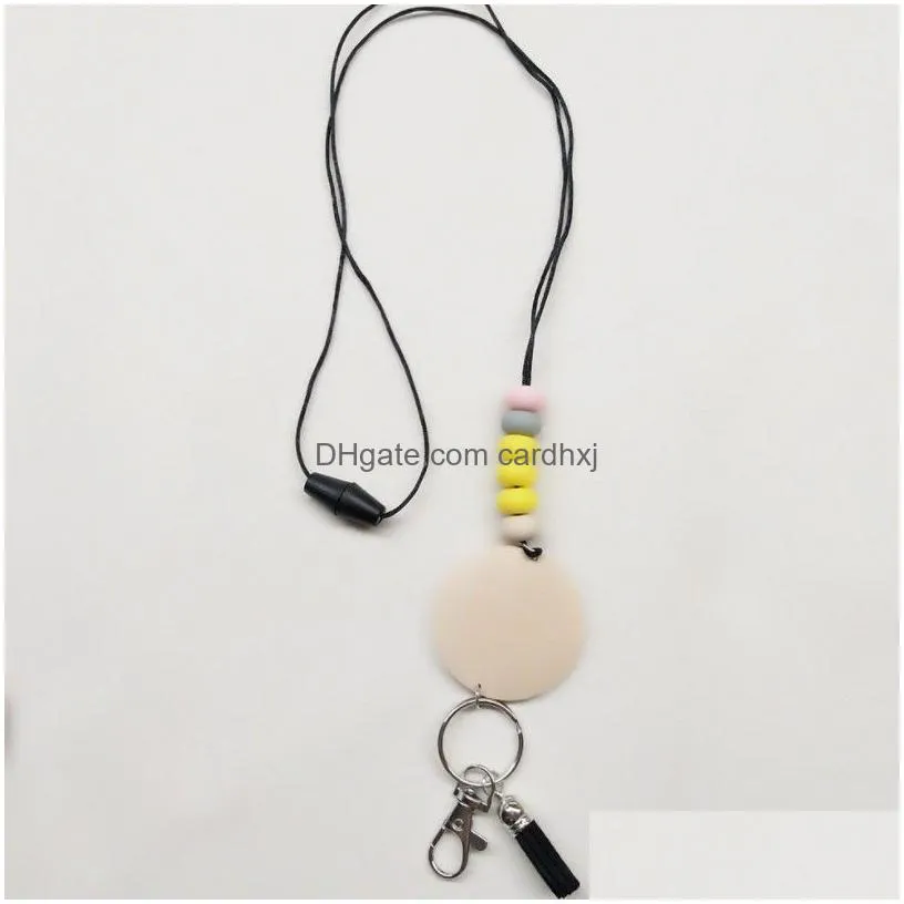 Pendant Necklaces Wholesale Personalized Sile Bead Pencil Necklace Blank Disc Tassel Pendant Chain Mticolor Drop Delivery Jewelry Neck Dhpz2