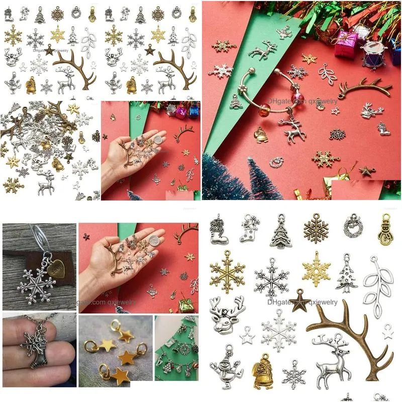 Pendant Necklaces 150Pcs/Set Mixed Christmas Boot Snowman Snowflake Charms Pendants For Jewelry Making Diy Drop Delivery Dhlsq