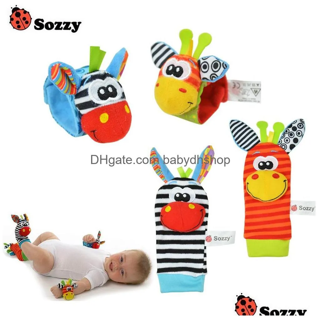 100pcslot baby rattle toys sozzy garden bug wrist rattle and foot socks 4 style 2pcs waist2pcs socks 25 set 2012248963984