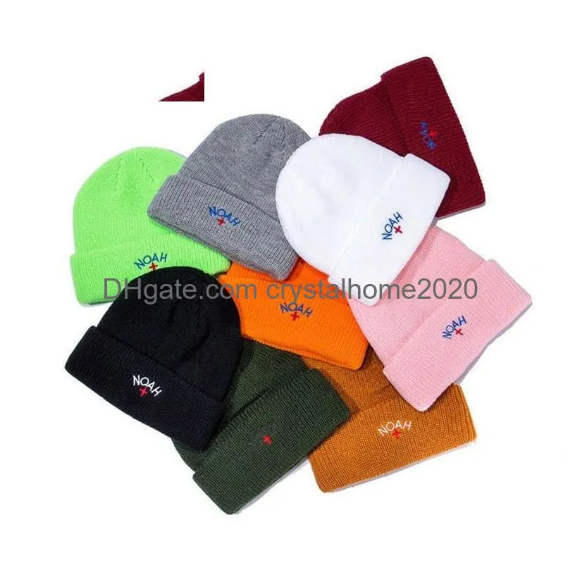 Beanie/Skl Caps Autumn And Winter Hat Noah Cold Letter Knitted Woolen Embroidery Cross Warm Ins Tide Outdoor Sports T221020 Drop Deli Dhm8P