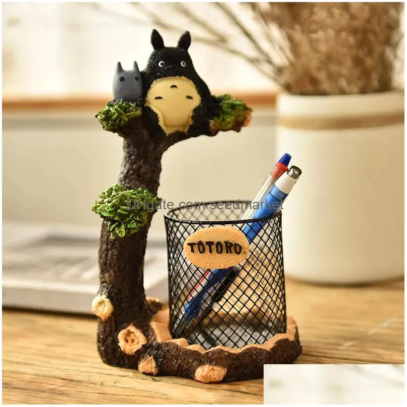 Decorative Objects & Figurines Decorative Objects Figurines My Neighbor Totoro Resin Craft Desktop Student Pen Holder Metal Iron Brack Dhgjl