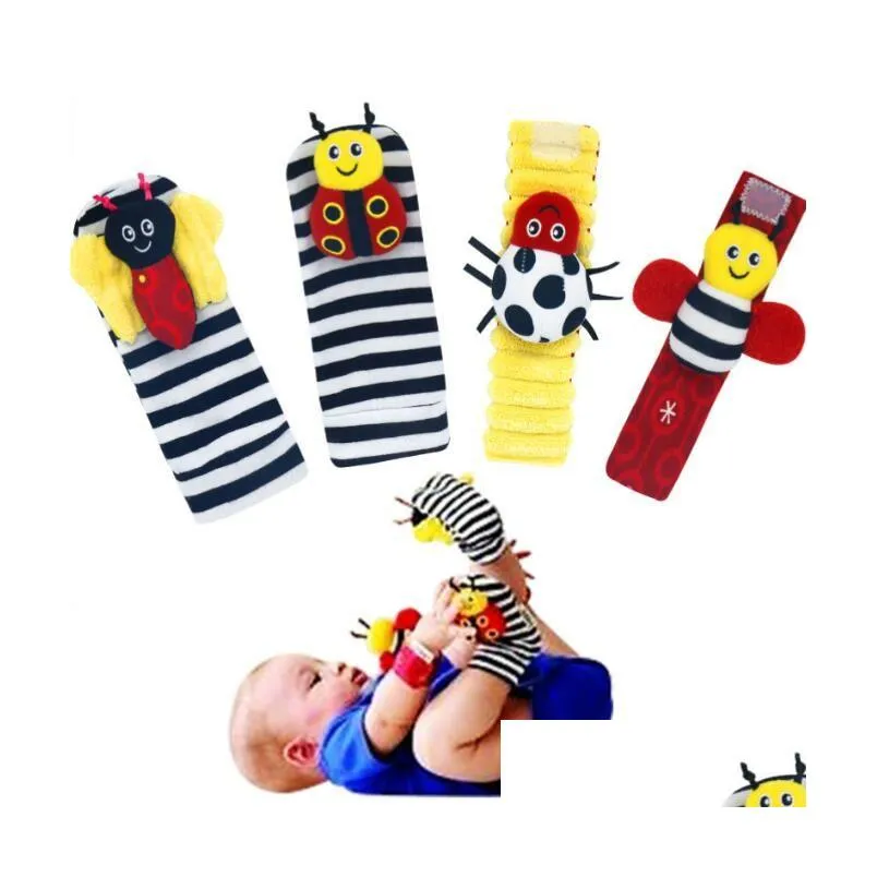 baby wrist strap socks hand rattle cartoon plush baby watch with 0-3 year old baby toy plush
