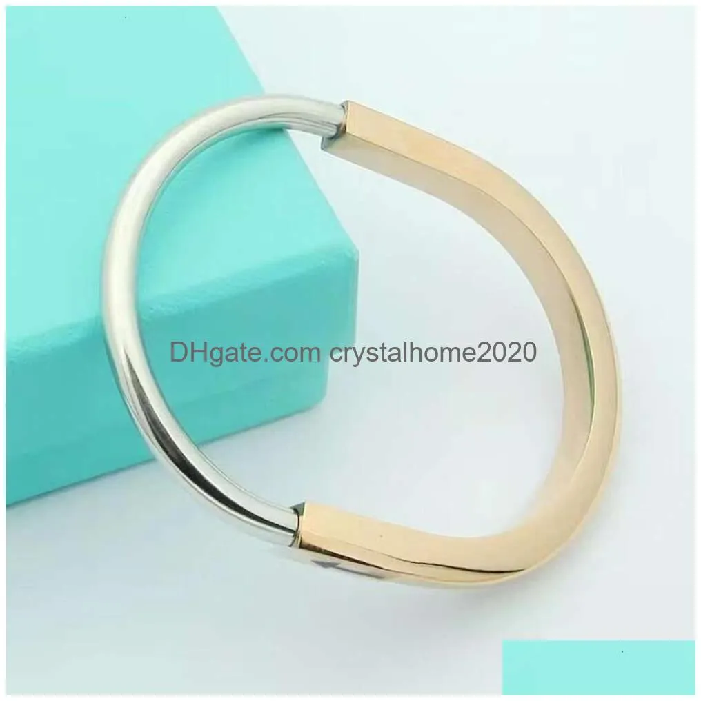 Anyluxury Designer Horseshoe Shaped Steel Bracelet Rose Gold Jewelry Drop Delivery Dhr3Y