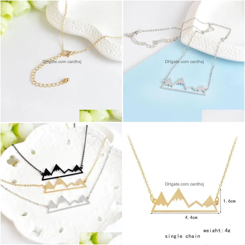 Pendant Necklaces Fashion Mountain Peaks Necklaces Geometric Landscape Character Pendant Electroplating Sier Plated Drop Delivery Jewe Dhjti