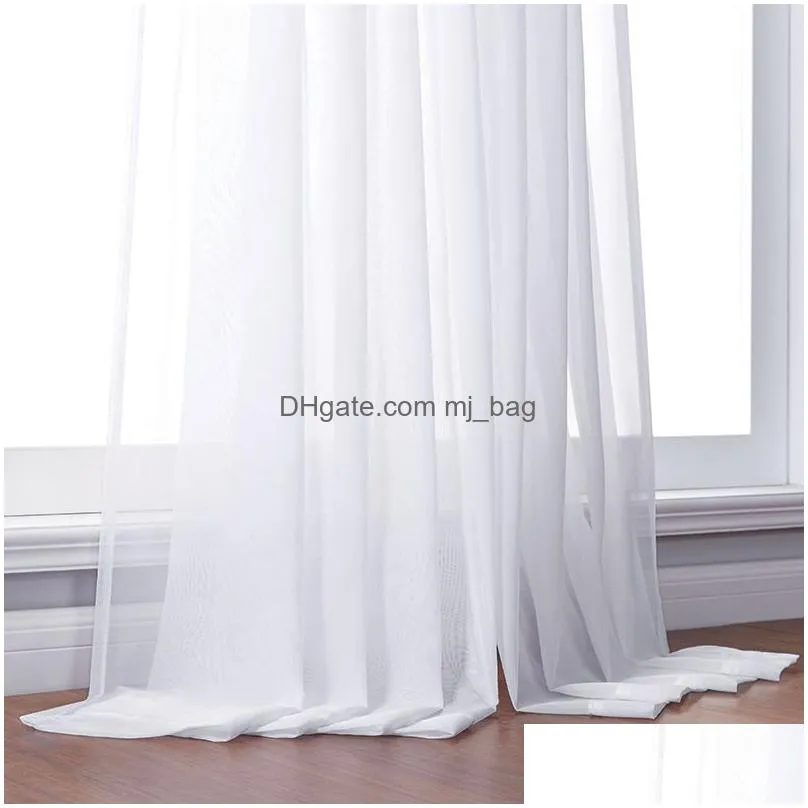 Curtain Bileehome Solid White Tle Sheer Window For Living Room Theroom Modern Voile Organza Fabric Drapes 230306 Drop Delivery Dhpk9