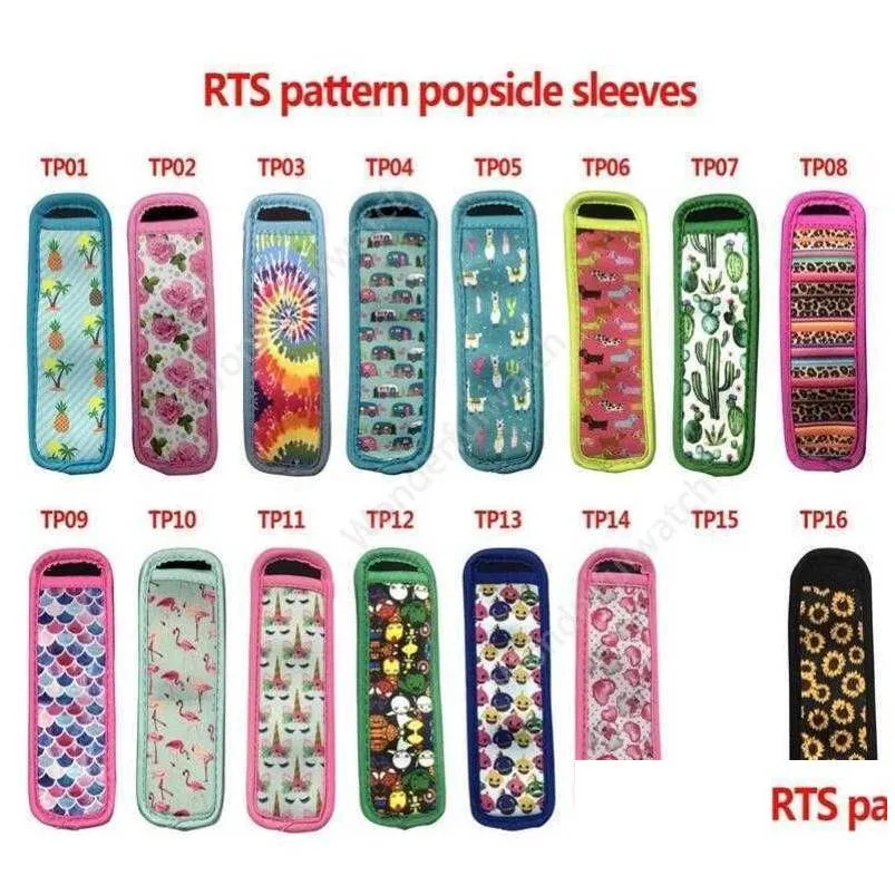 Ice Cream Tools 15 Style Pattern Reusable Popsicle Holders Bags Zer Sleeves Antizing Ice  Neoprene Insator Drop Delivery Home Garde Dhcer