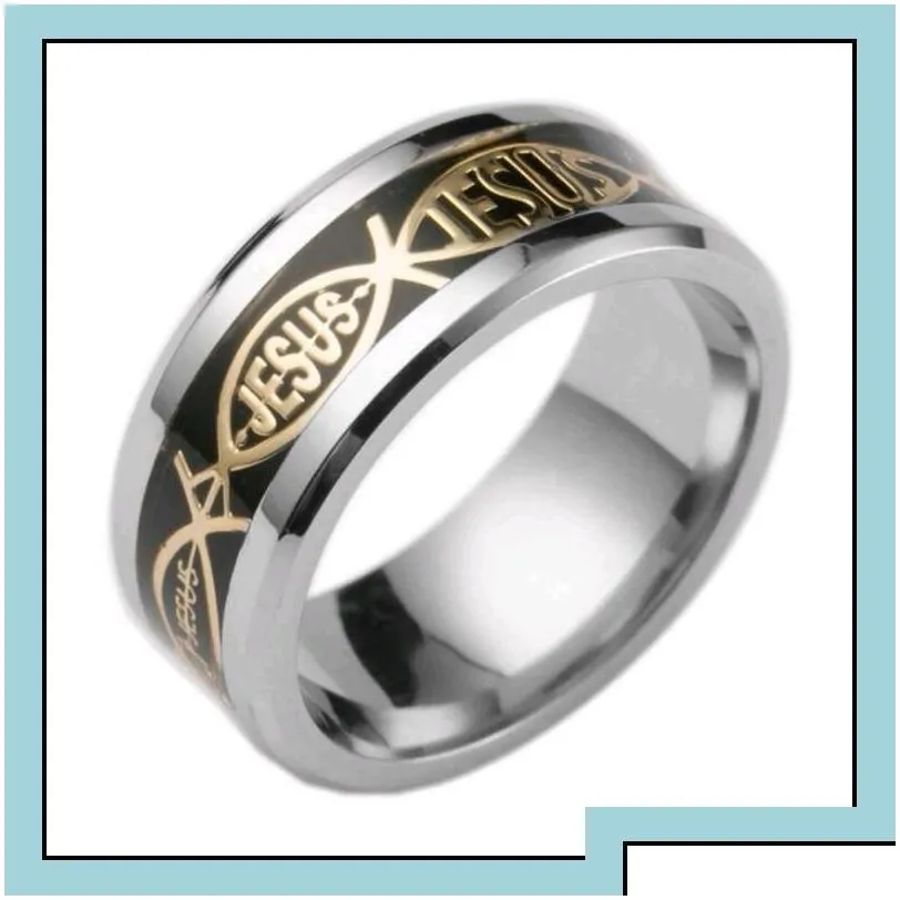 band rings sell stainless steel band rings religion christian prayer letter jesus bible gold sier finger ring for men women factory