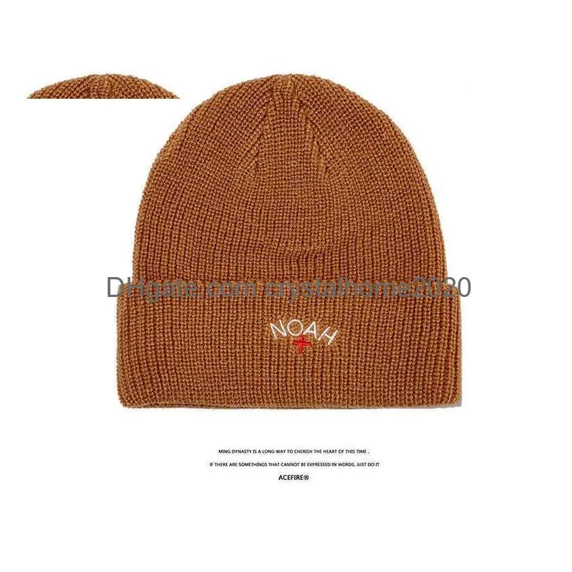 Beanie/Skl Caps Autumn And Winter Hat Noah Cold Letter Knitted Woolen Embroidery Cross Warm Ins Tide Outdoor Sports T221020 Drop Deli Dhm8P