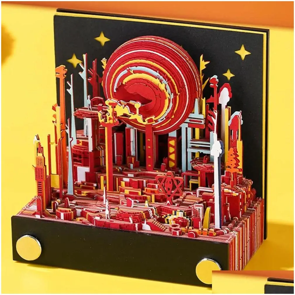 Calendar Wholesale Calendar Omoshiroi Magic Castle 3D Notepad 2024 Memo Pad Block Notes Hary Design Note Paper Stationery Accessories Dh8Hr