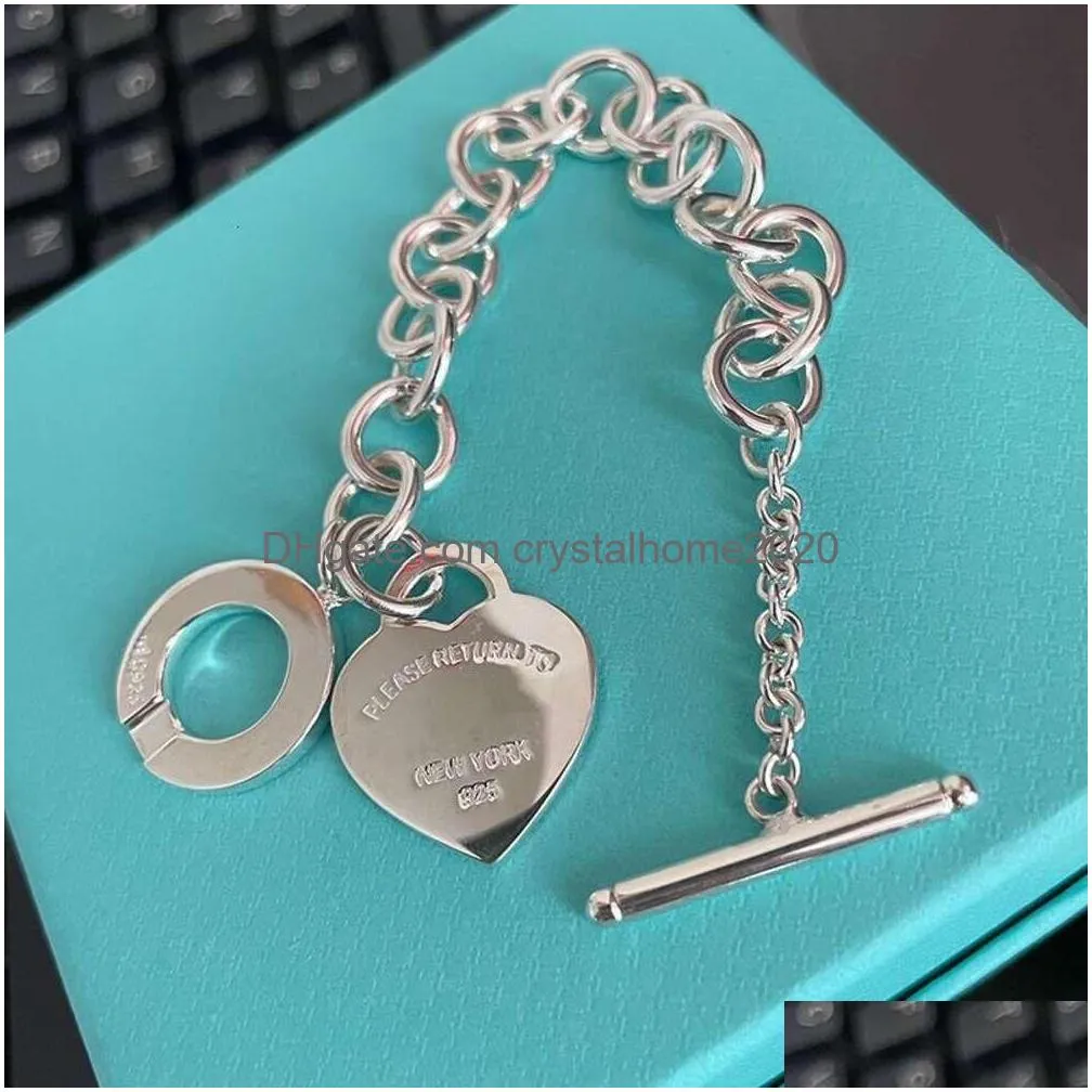Anylove Hanging Tag Premium Feel Bracelet For Women In Market Design Chain Buckle Men 925 Sterling Sier Couple Drop Delivery Dhsrv